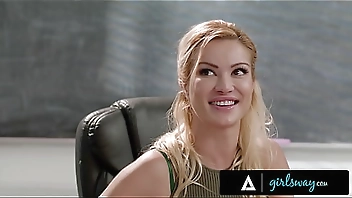 GIRLSWAY - Hot Teachers Sophia Locke & Gal Ritchie Dominate Student Cherry Kiss With Hard Rough Sex!